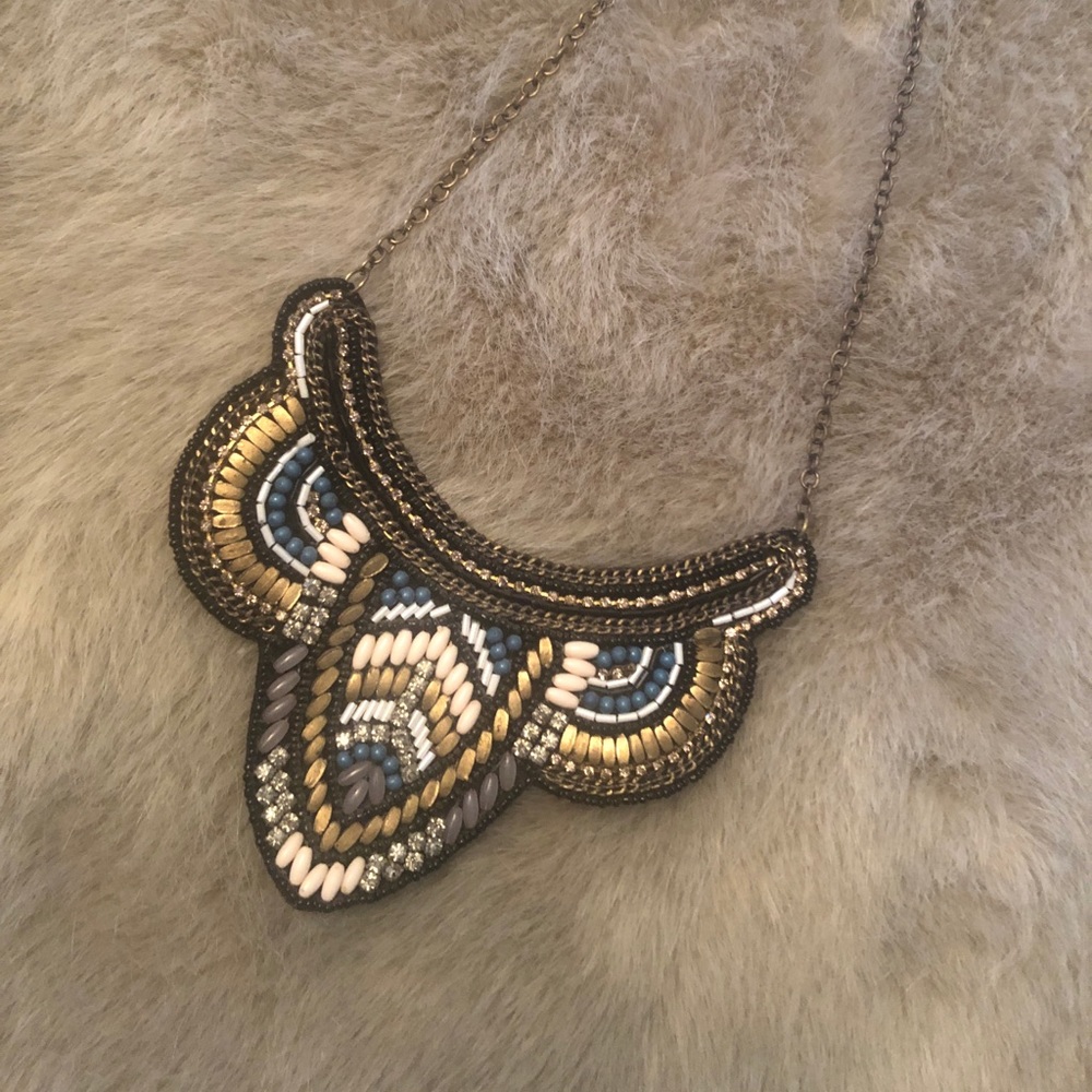Vintage gold and blue bib necklace NWOT